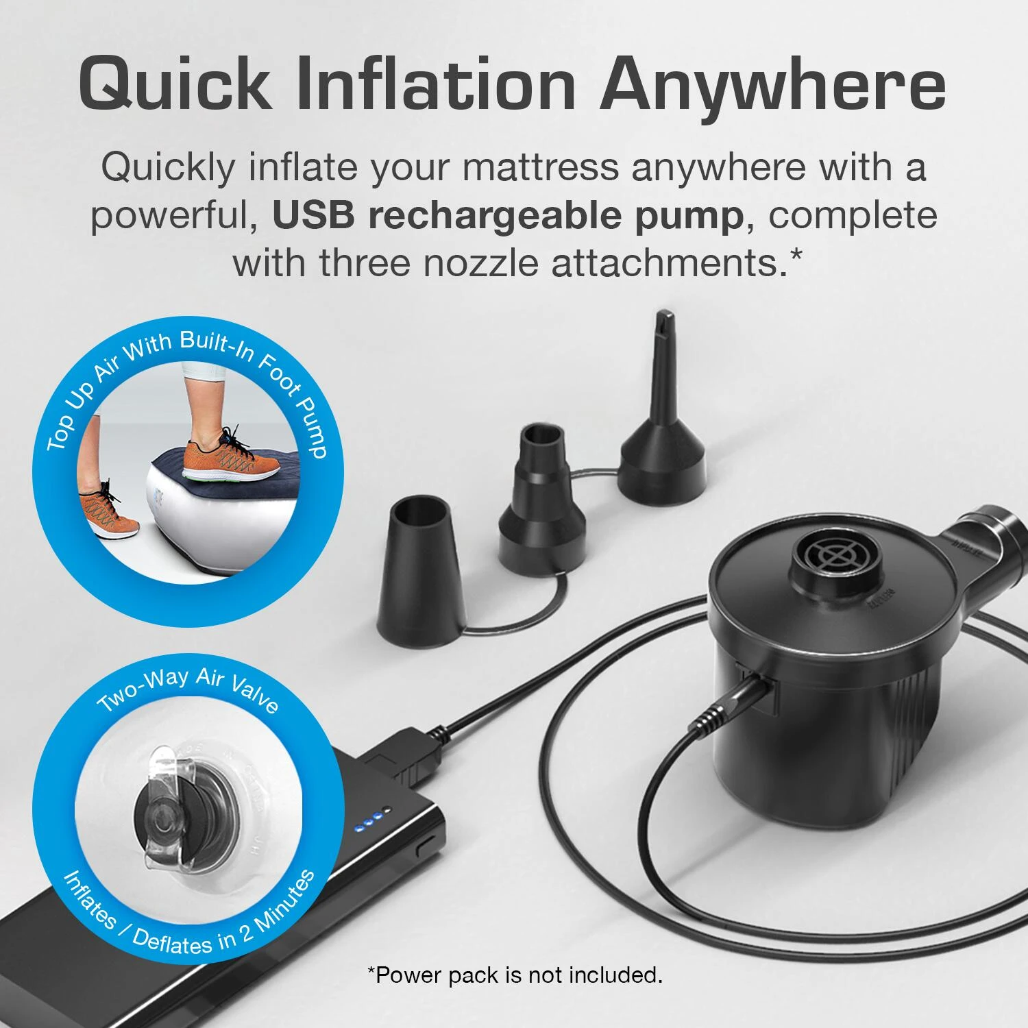 Single Camping Air Bed – Navy/White - Image 4