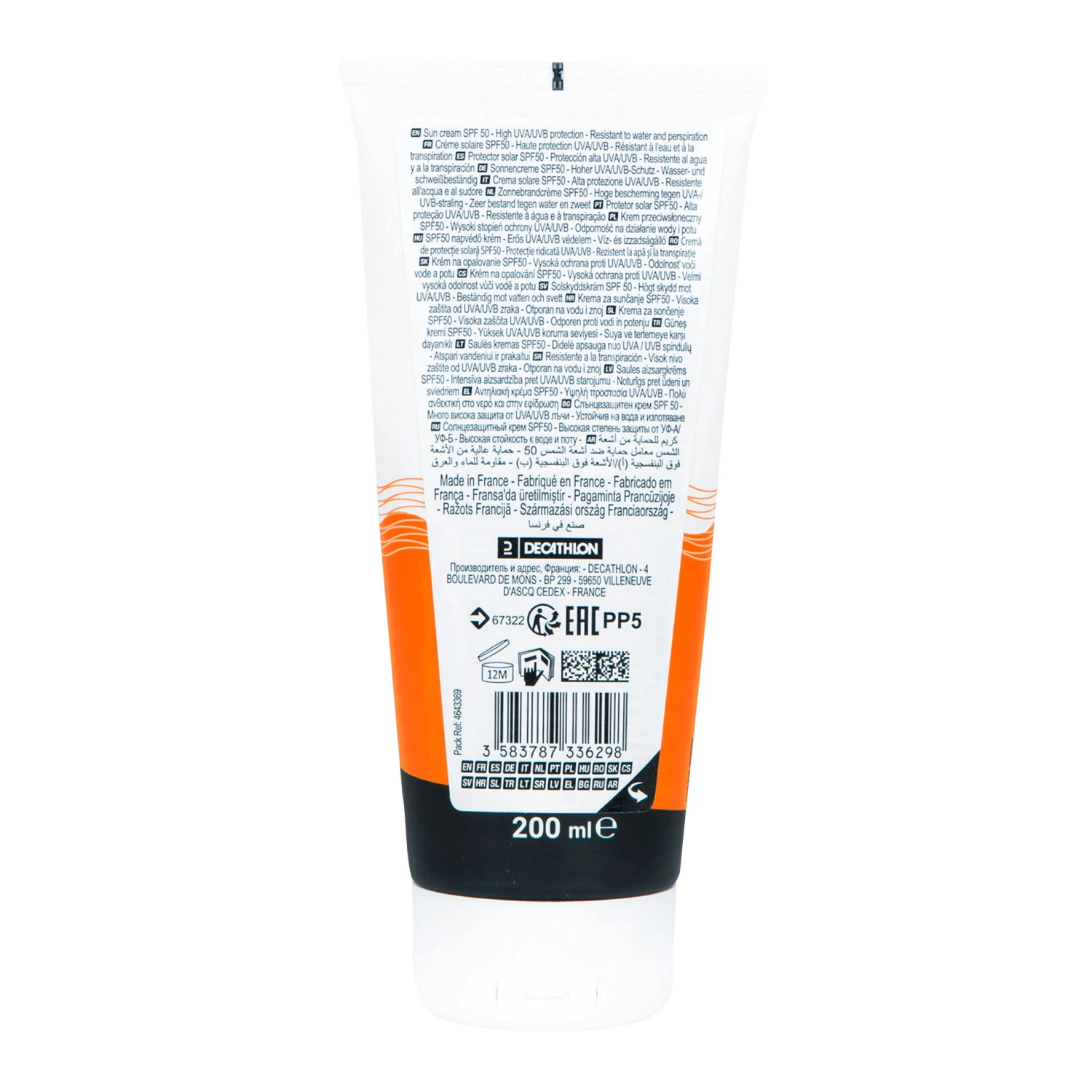 Decathlon 200 Ml SPF 50 Active Sun Protection Cream - Image 2
