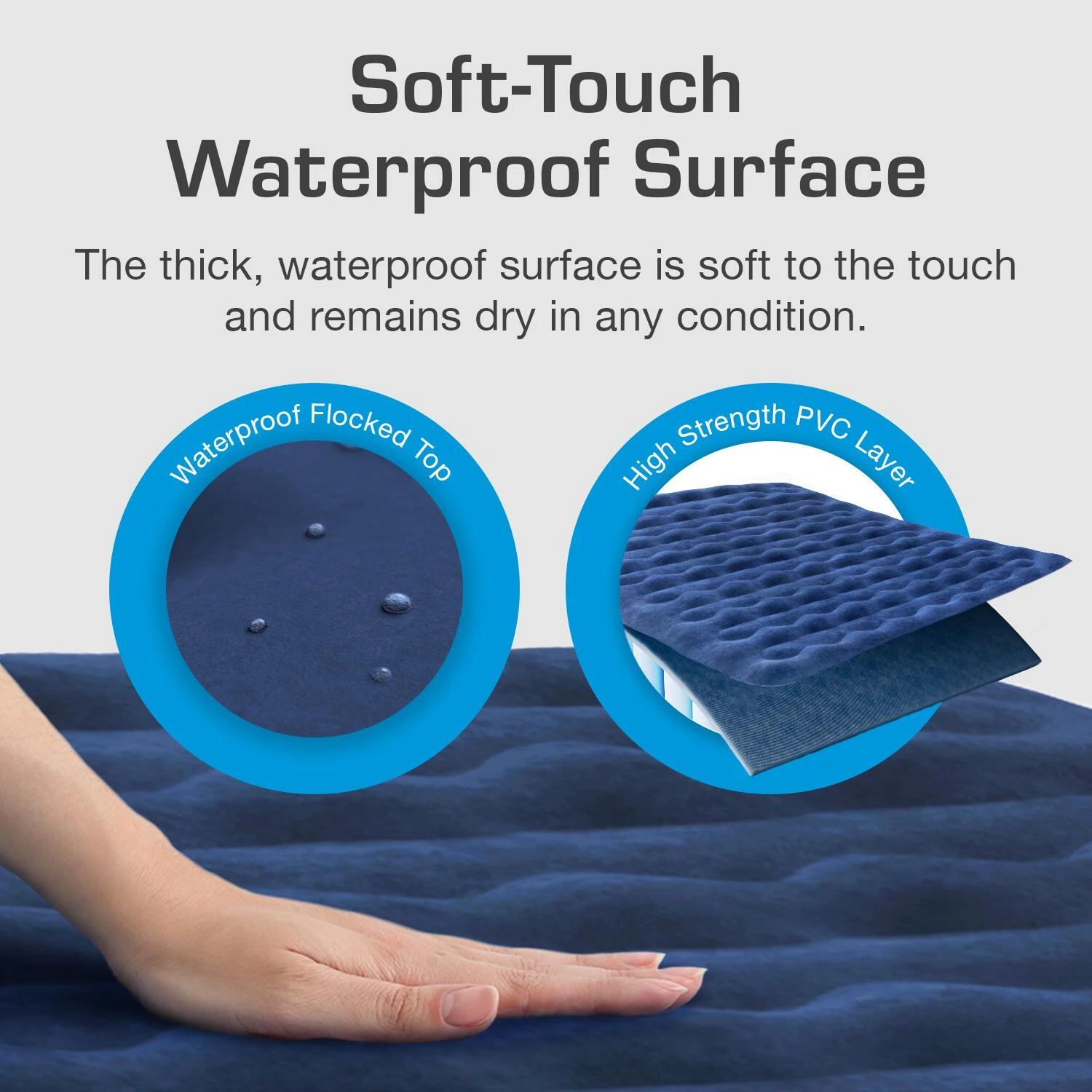 Single Camping Air Bed – Navy/White - Image 5