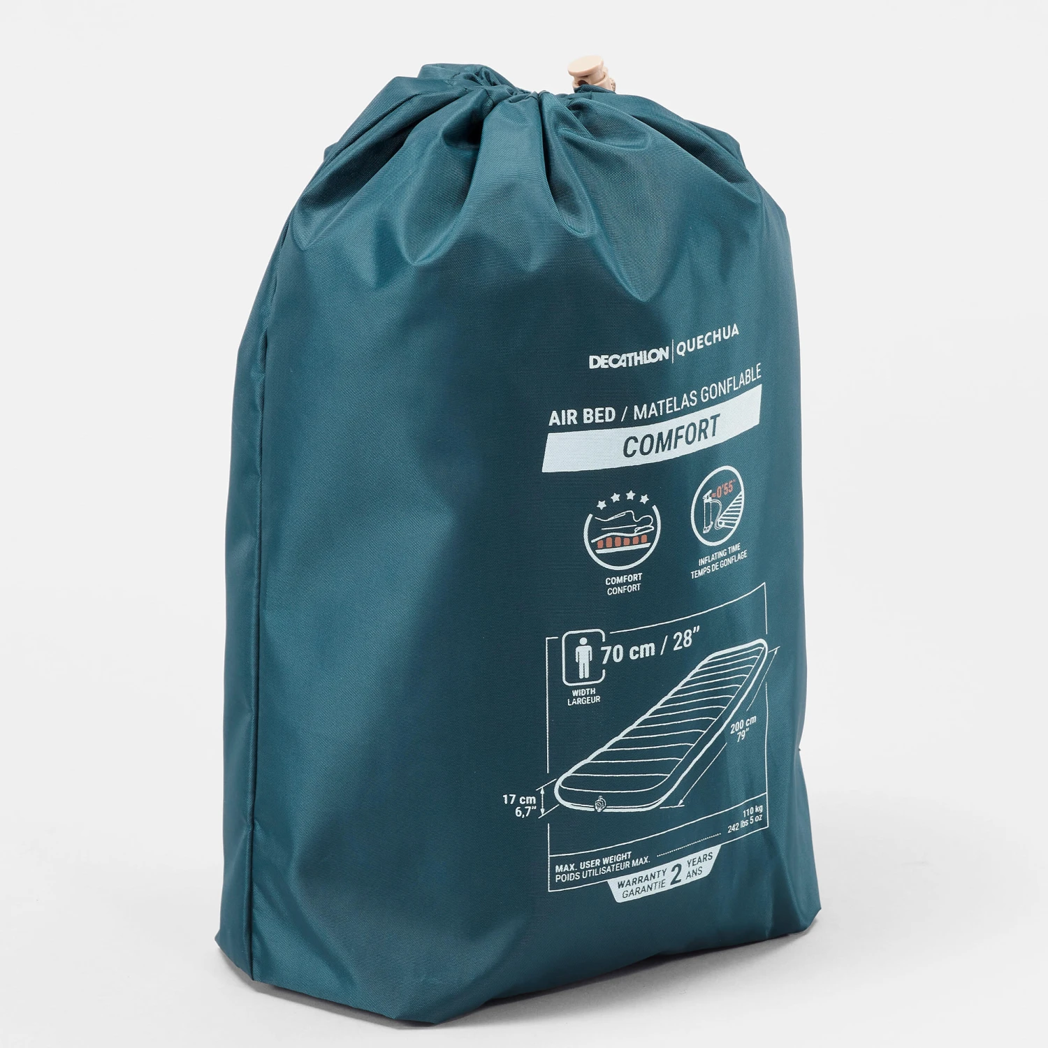 Quechua Inflatable Camping Mattress Air Comfort 70 Cm 1 Person - Image 3