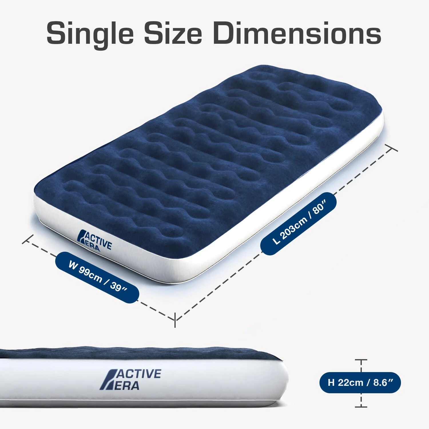 Single Camping Air Bed – Navy/White - Image 3